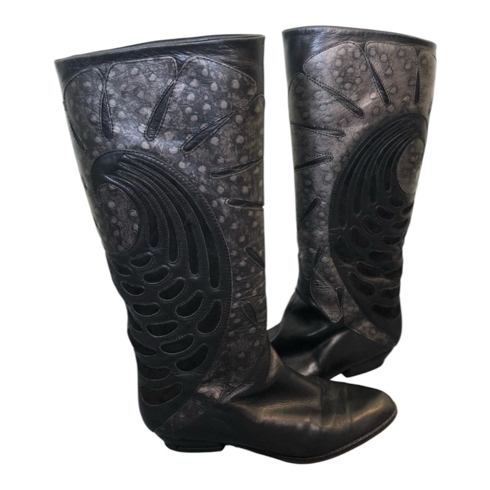 Tatiana Vintage Italian Leather Boots Patterned Size 38 US 7.5 - Picture 4 of 17